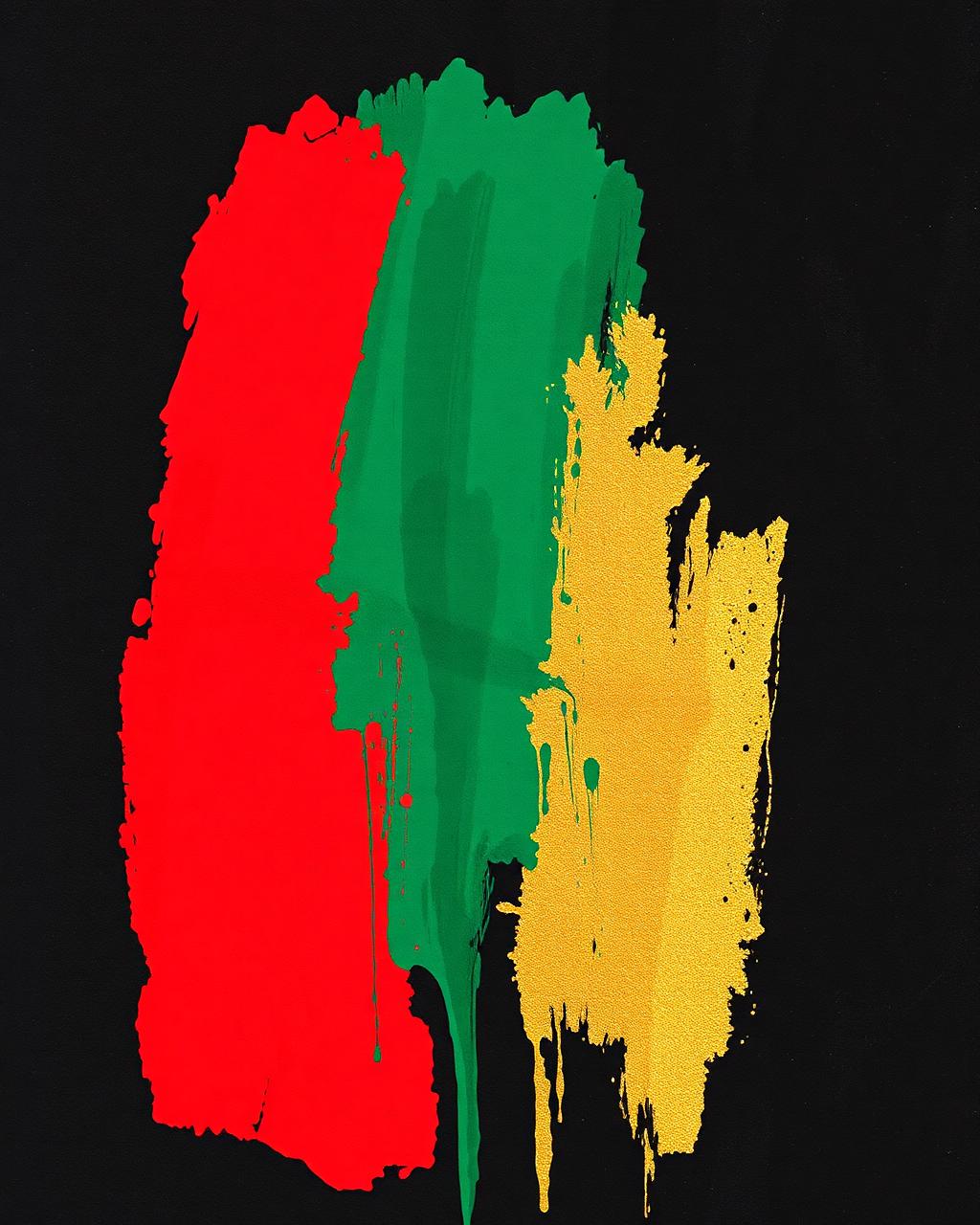 Mancha abstracta de pigmento rojo, verde y dorado